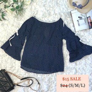 Blue Polka Dot Full Sleeve Blouse